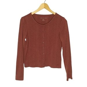 American Eagle Outfitters Long Sleeve, Ribbed Snap Button Top